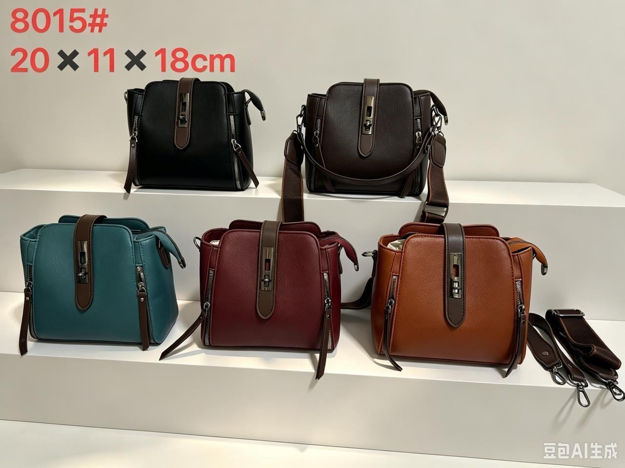 Women's Textured Crossbody Handbag with Zip Details
