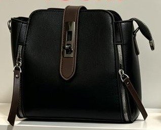 Women's Textured Faux Leather Lock-Detail Crossbody Handbag