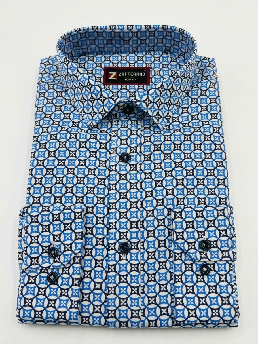 Zafferano Men's Geometric Print Slim Fit Shirt
