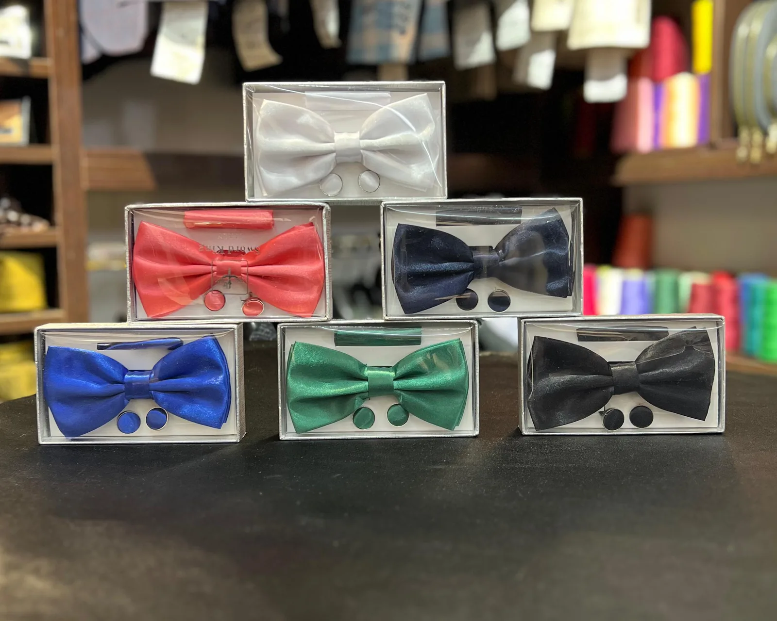 Navy Polka Dot Bow Tie & Pocket Square Set