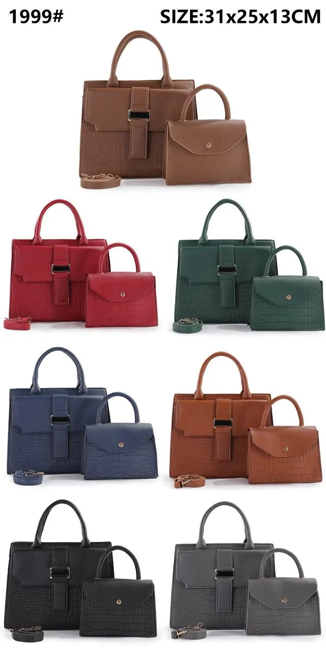 Buckle-Detail Tote & Pouch Set