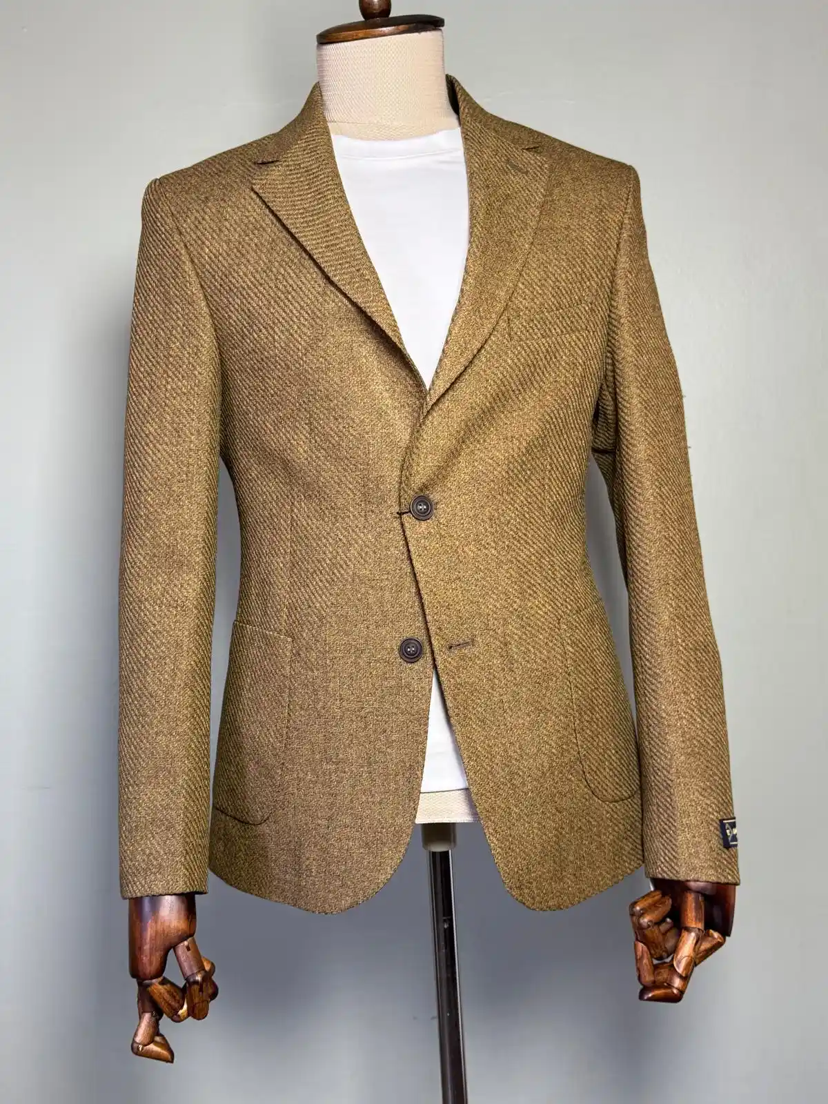 Brown Herringbone Tweed Blazer