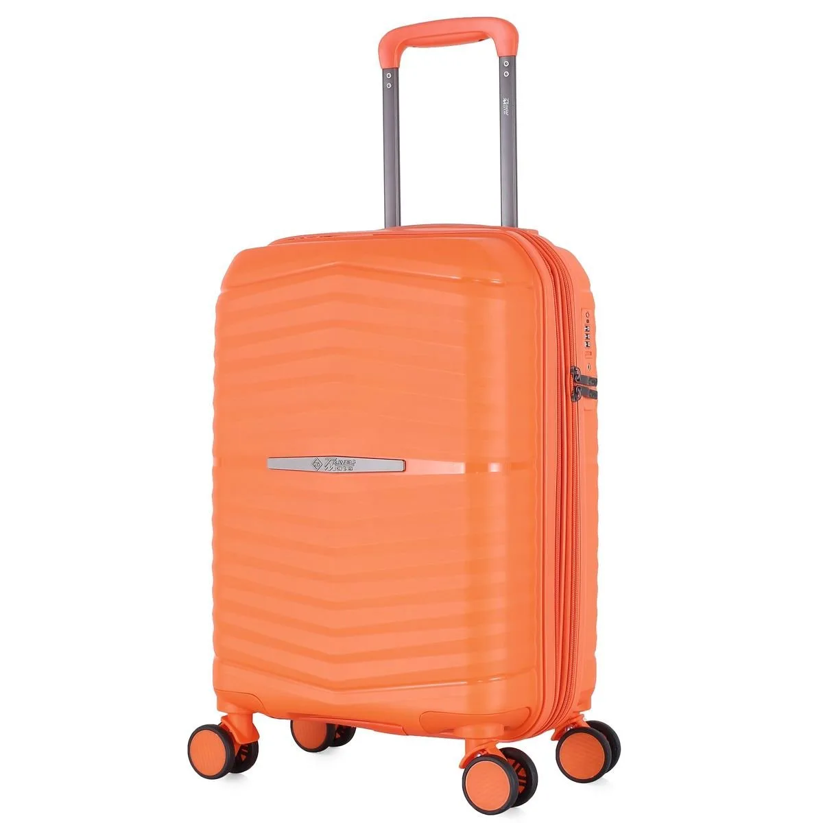 Travel Mate 53cm Hard Shell Zipper 8 Wheel BabaHub Cabin Trolley TSA L-349 C – Orange
