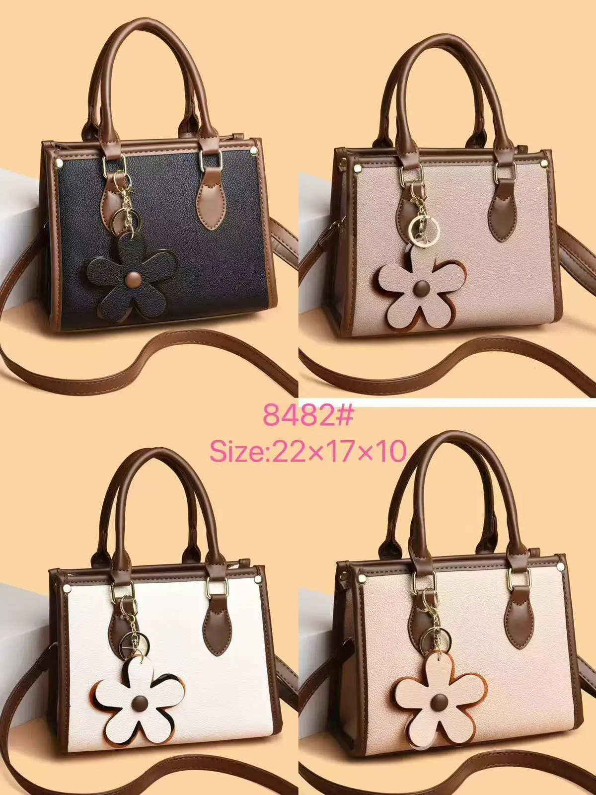 Handbag with Flower Keychain