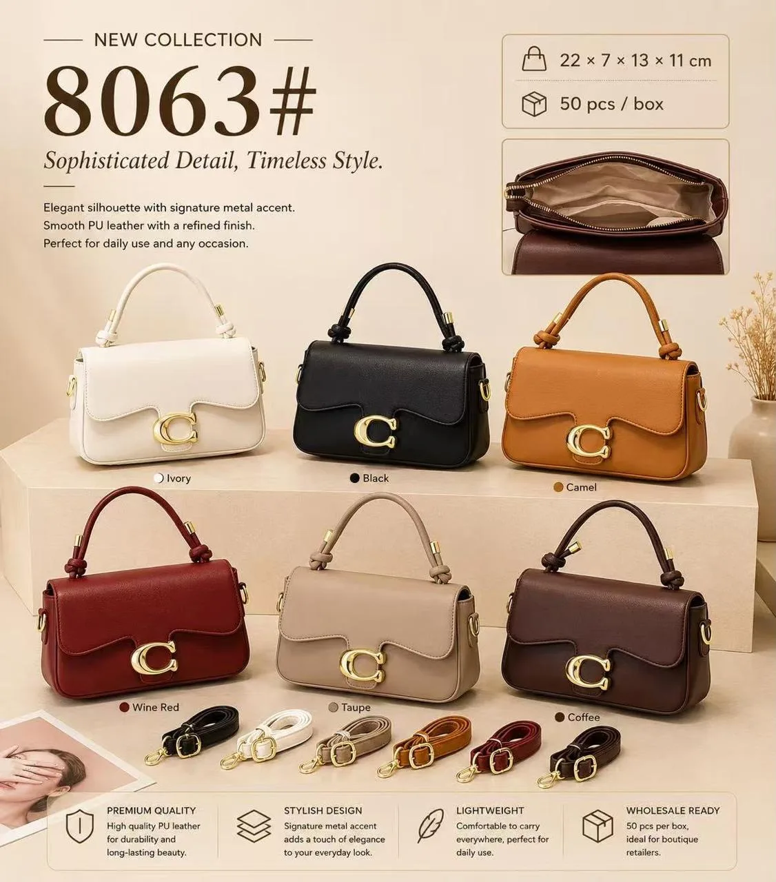 Sophisticated Detail Top-Handle Bag