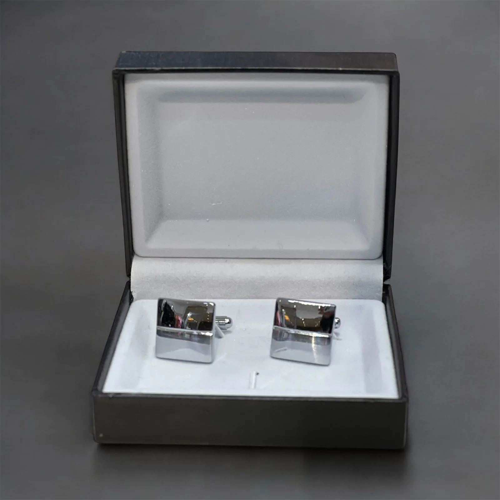 Square Silver Cufflink & Tie Bar Set