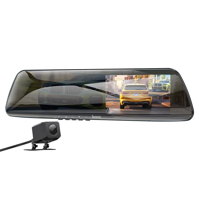 HOCO DV4 Rearview Mirror Dash Cam Dual Channel