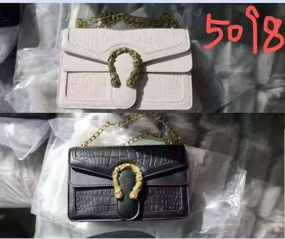 Crocodile-Embossed Flap Shoulder Bag