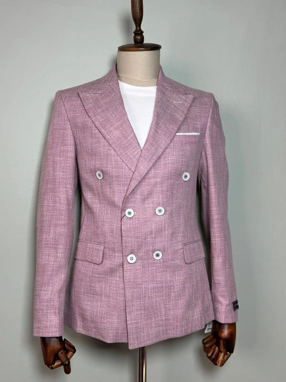 Pink Mandarin-Collar Suit