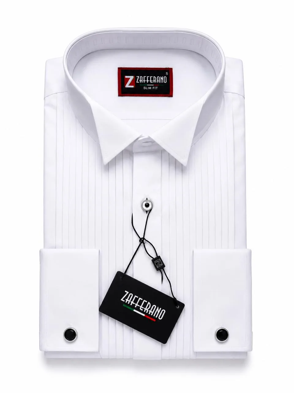 White Pleated Tuxedo Shirt