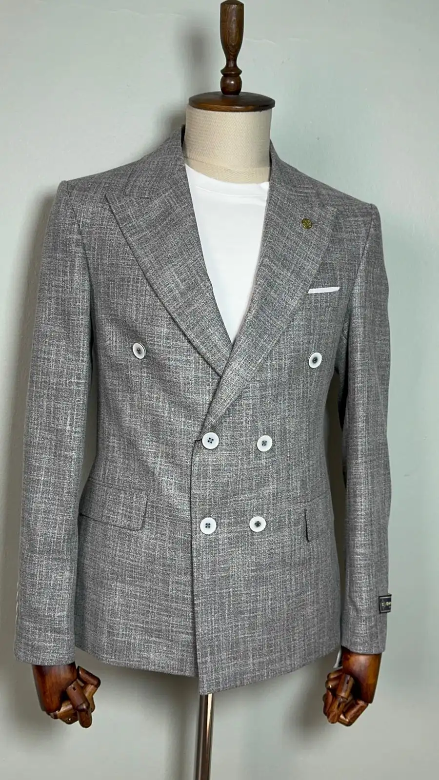 Light Grey Windowpane Check Blazer