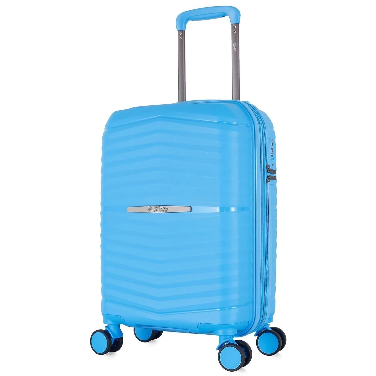 Travel Mate 53cm Hard Shell Zipper 8 Wheel BabaHub Cabin Trolley TSA L-349 C – Aqua Blue