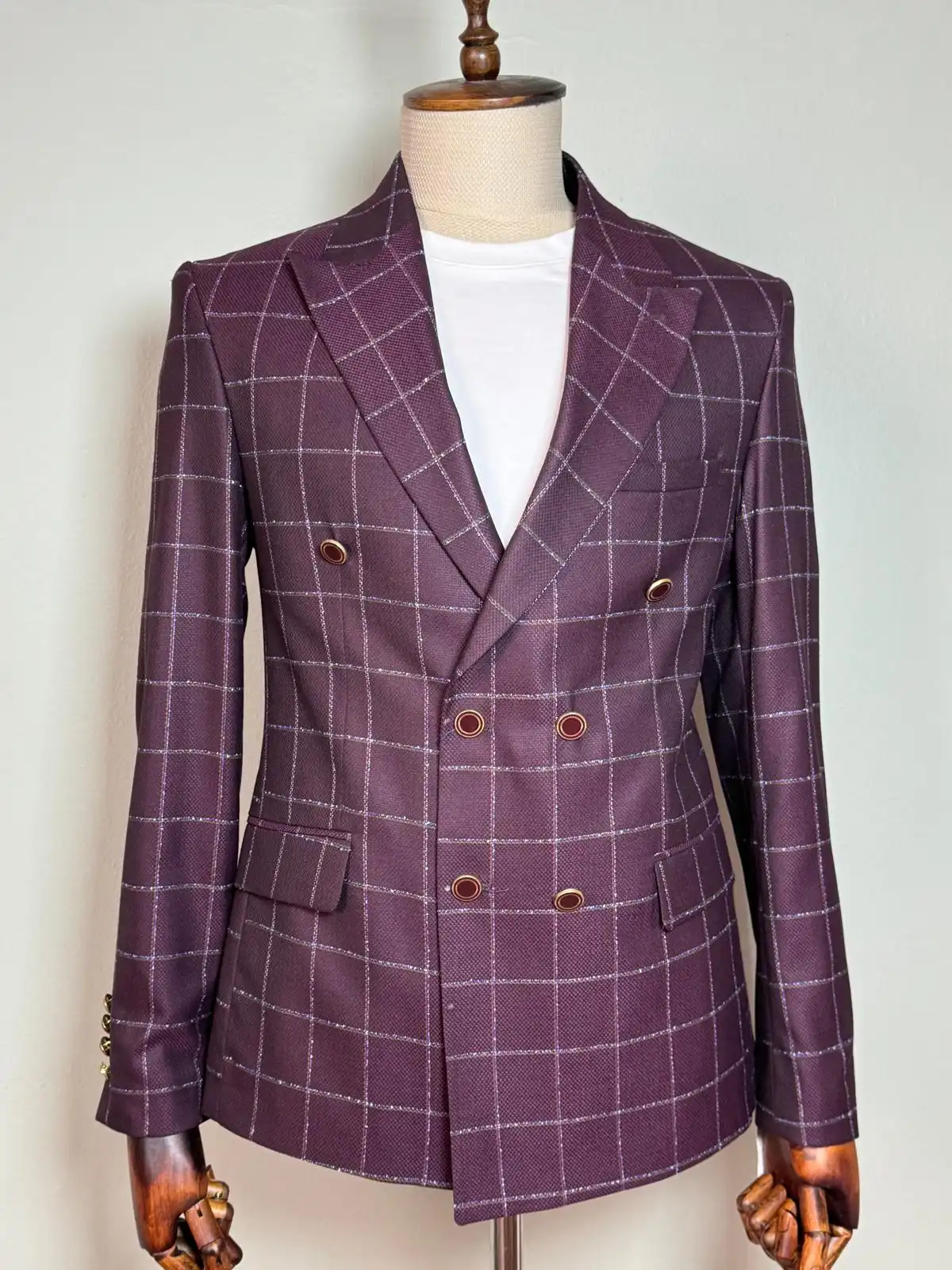 Plum Windowpane Check Blazer